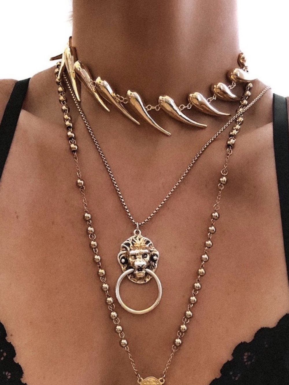 New Pebby Forevee Teardrop Spike Punk Statement Necklace - Picture 13 of 15